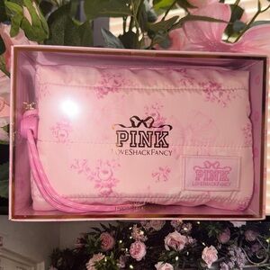 PINK Victoria's Secret LoveShackFancy Pink Floral Cosmetic Bag